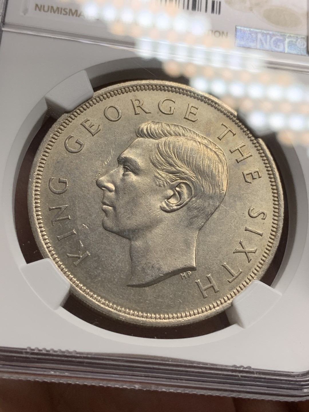 《竞宝斋》第75场-本周日，周一2场连拍（全场不限金额包邮） NGC-MS61 新西兰 1949年 乔五 1克朗 大银币 原光好品 分数偏低