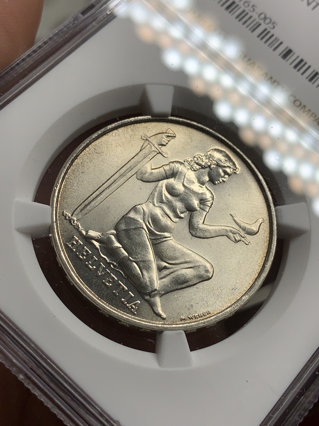 《竞宝斋》第75场-本周日，周一2场连拍（全场不限金额包邮） NGC-MS65 瑞士1936年 联邦基金纪念 5法郎大银币 顶级品相