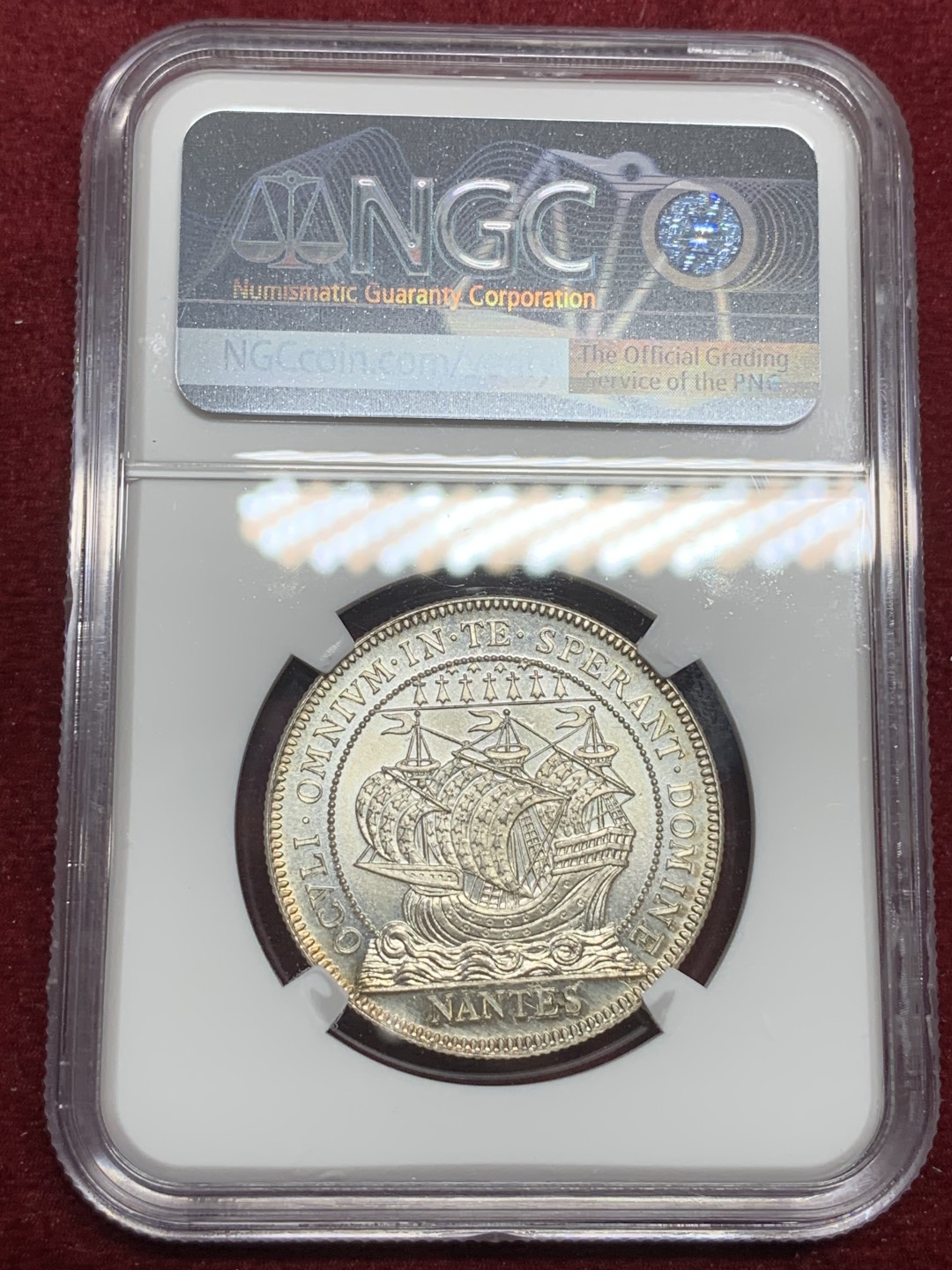 《竞宝斋》第75场-本周日，周一2场连拍（全场不限金额包邮） NGC-MS66 法国十九世纪 南特大帆船 JETON代用银币 顶级品相