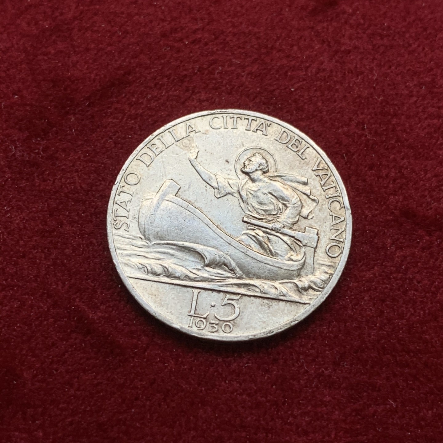 《竞宝斋》第75场-本周日，周一2场连拍（全场不限金额包邮） 意大利1930年美品小船5里拉银币