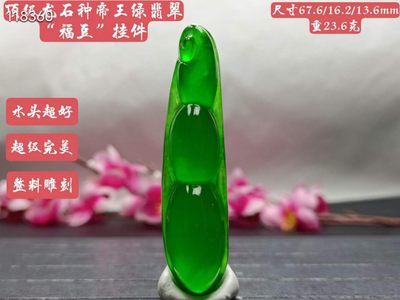 顶级龙石种帝王绿翡翠福豆挂件 - 顶级龙石种帝王绿翡翠福豆挂件