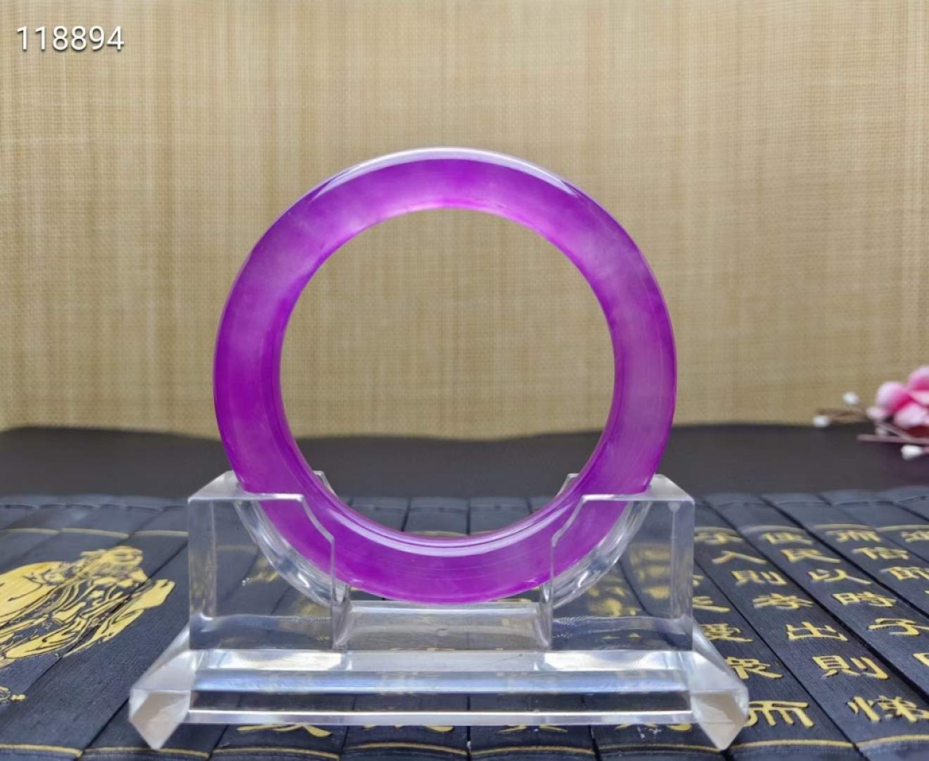 顶级龙石种紫罗兰翡翠手镯一对，口径58，重72.3/86.7克 