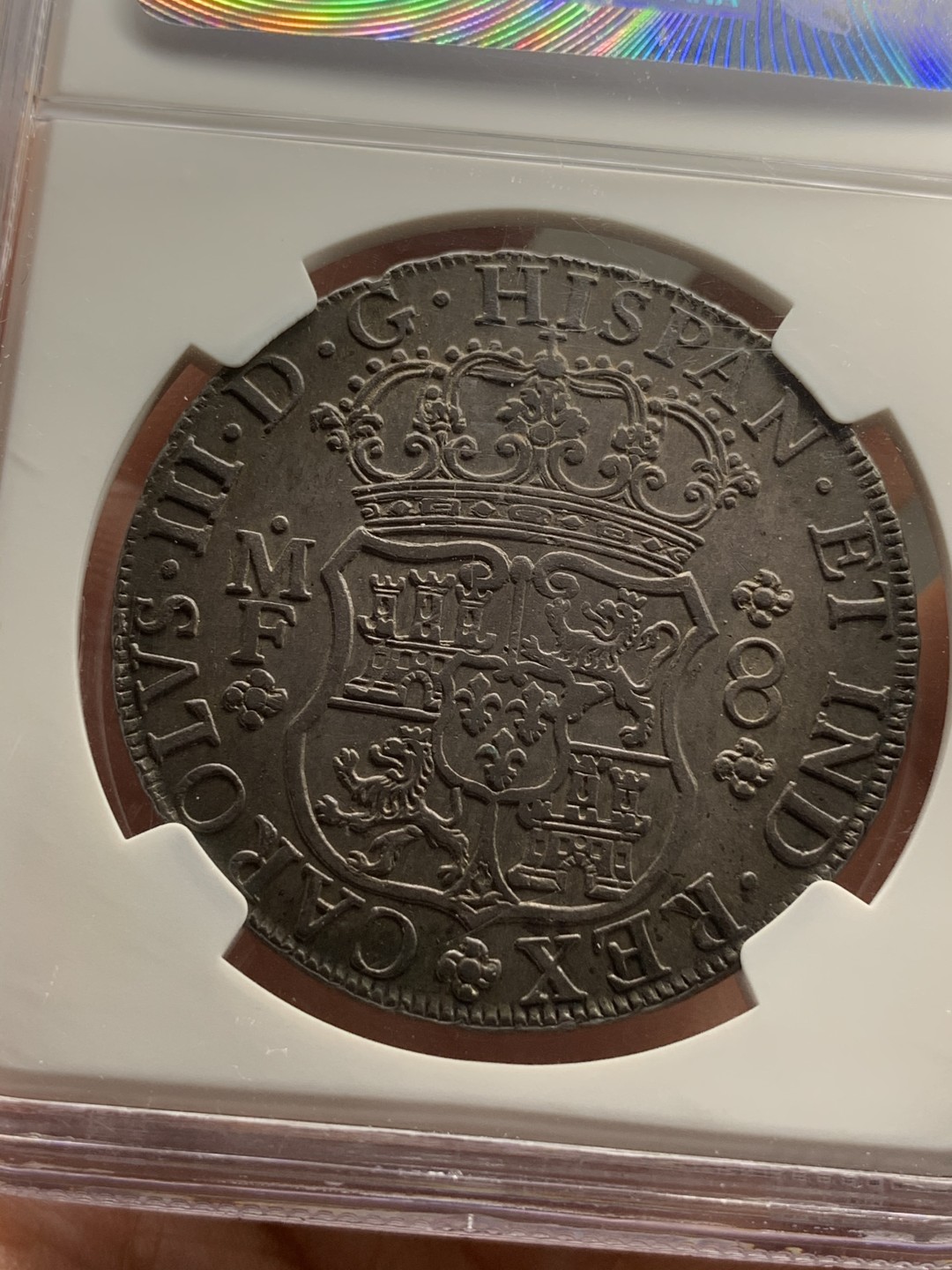 《竞宝斋》第75场-本周日，周一2场连拍（全场不限金额包邮） 亚军分 NGC MS62 墨西哥 1766年 地球双柱银币 中期好品 双面深彩包浆 可遇不可求的状态