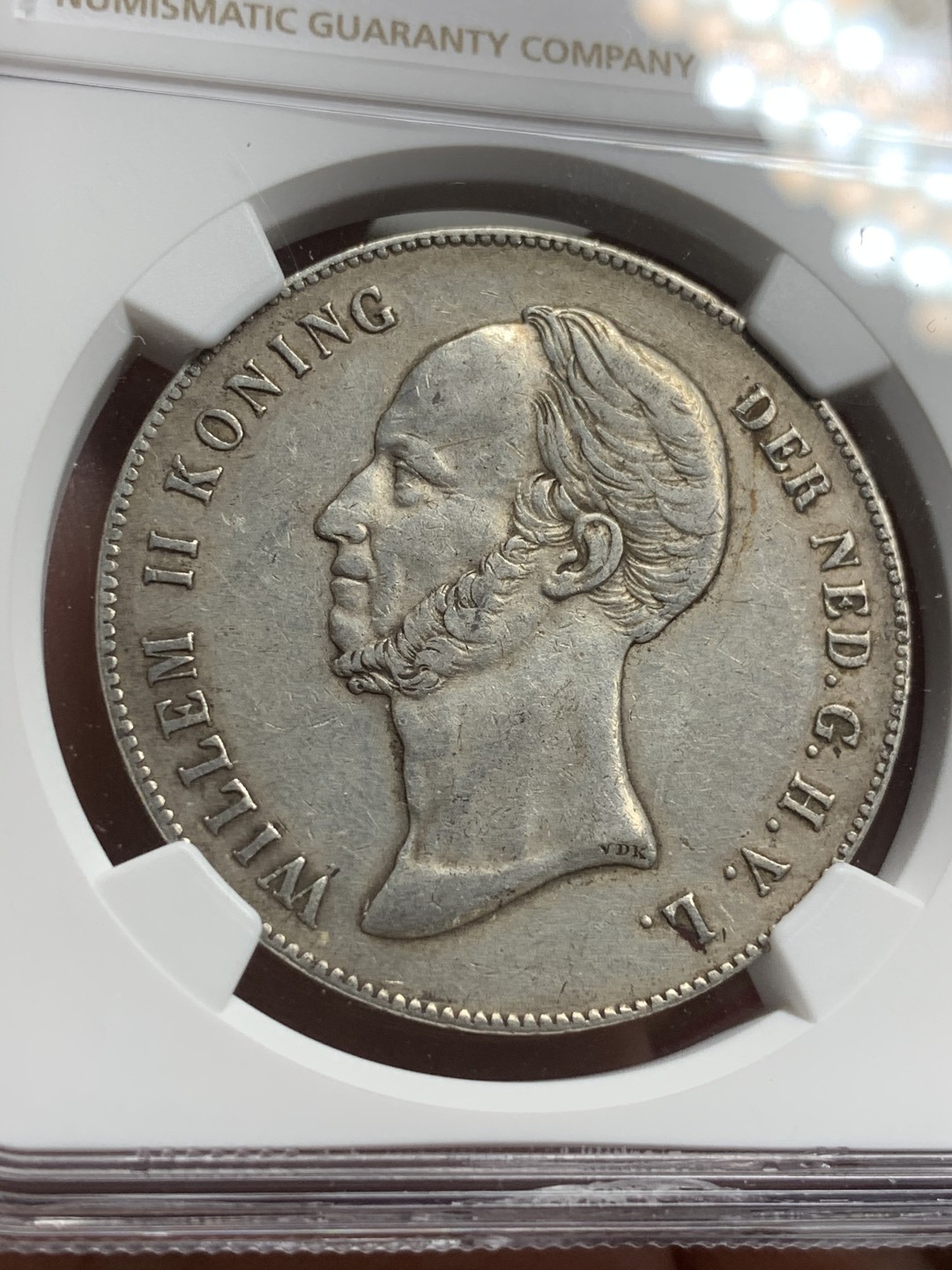 《竞宝斋》第75场-本周日，周一2场连拍（全场不限金额包邮） NGC-XF45 荷兰 1846年 威廉二世 长脖子 2.5盾大银币 能出分的很少很少