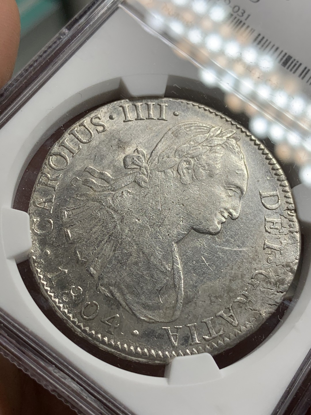 《竞宝斋》第75场-本周日，周一2场连拍（全场不限金额包邮） NGC-AUD 墨西哥双柱 卡洛斯四世 1804年8里亚尔 原光深打 经济实惠