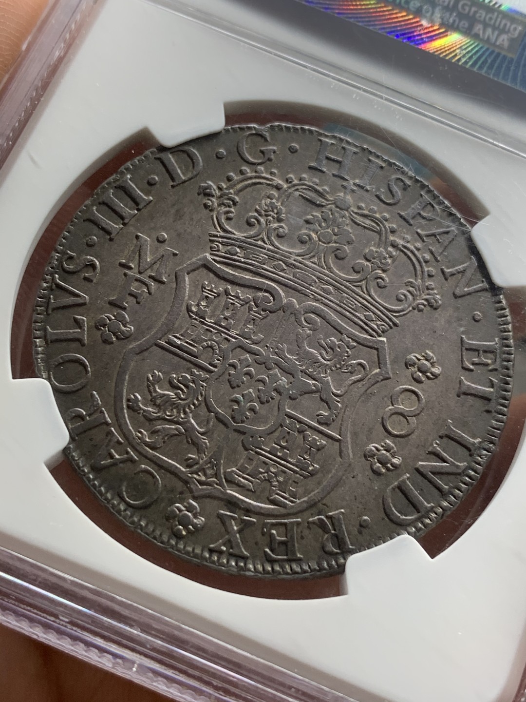 《竞宝斋》第75场-本周日，周一2场连拍（全场不限金额包邮） 亚军分 NGC MS62 墨西哥 1766年 地球双柱银币 中期好品 双面深彩包浆 可遇不可求的状态