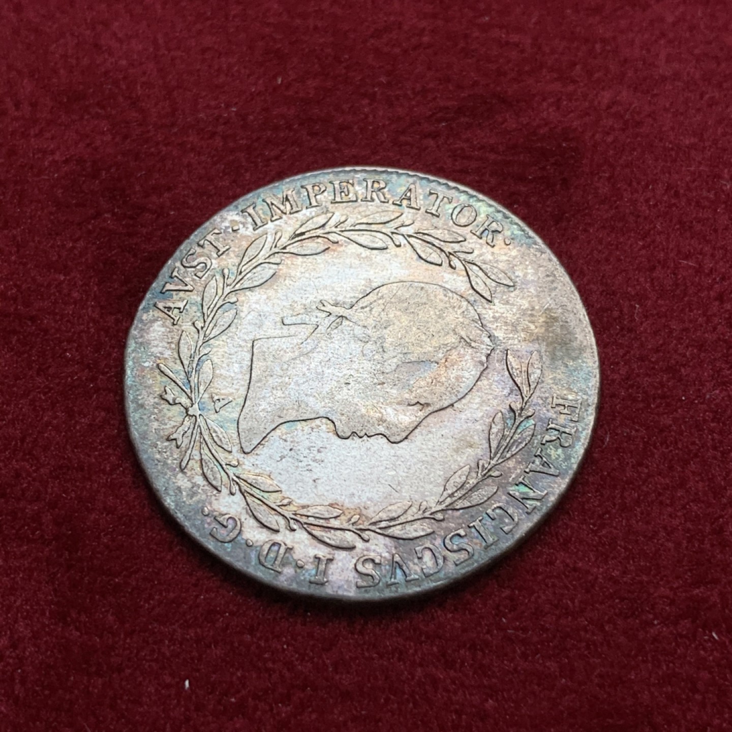 《竞宝斋》第75场-本周日，周一2场连拍（全场不限金额包邮） 奥地利 1829年 20克鲁泽 银币 原味好包浆 人物清晰 包浆漂亮