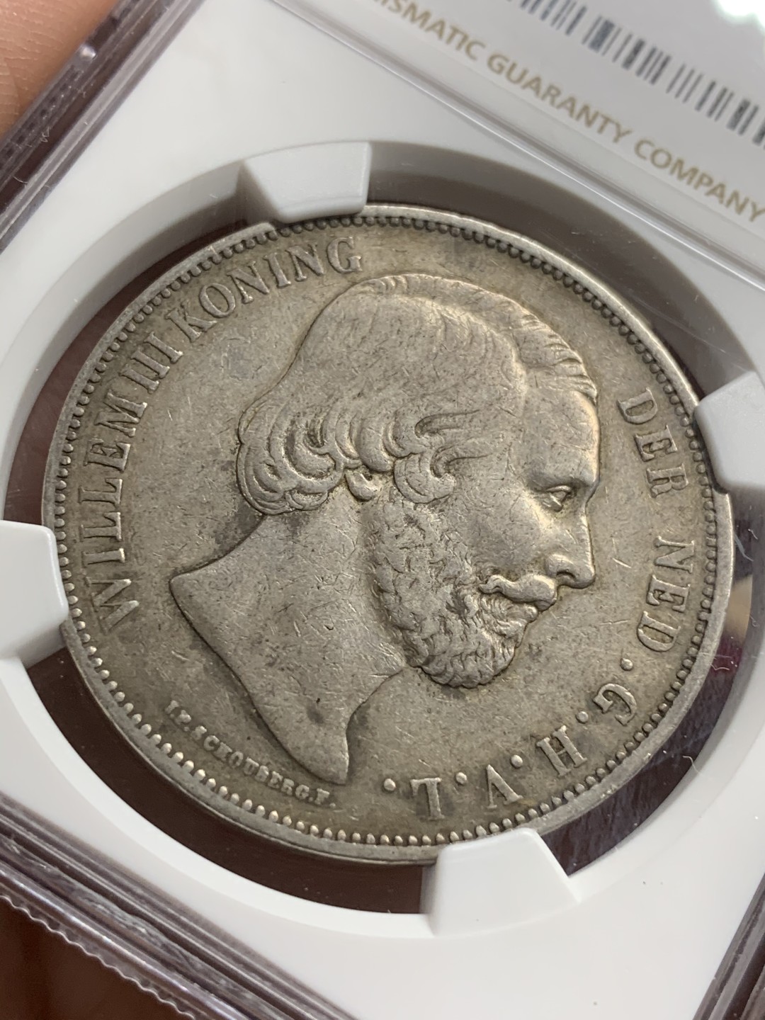 《竞宝斋》第75场-本周日，周一2场连拍（全场不限金额包邮） NGC-XF45 荷兰 1872年 威廉三世 2.5盾大银币 出分也难得的品种