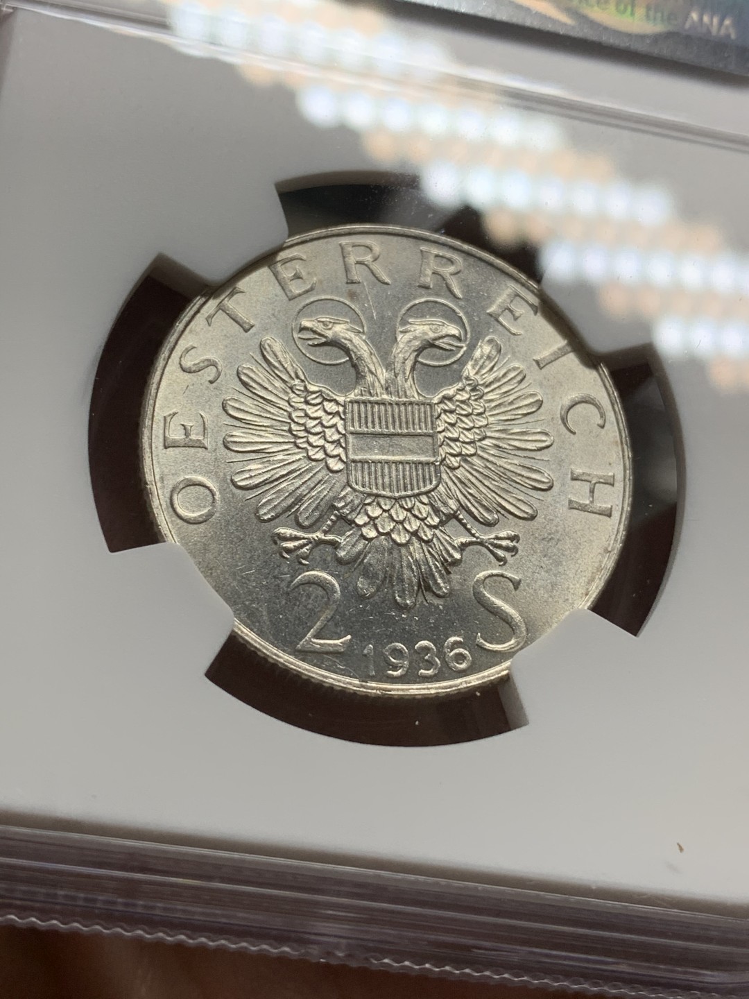 《竞宝斋》第75场-本周日，周一2场连拍（全场不限金额包邮） NGC MS-63 奥地利 1936年 欧根亲王 2先令 银币