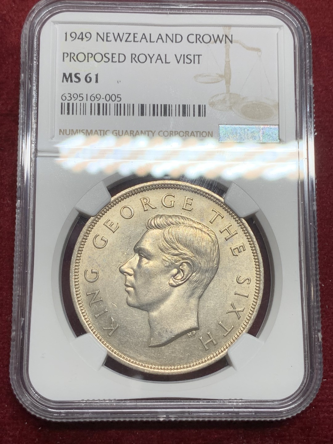 《竞宝斋》第75场-本周日，周一2场连拍（全场不限金额包邮） NGC-MS61 新西兰 1949年 乔五 1克朗 大银币 原光好品 分数偏低