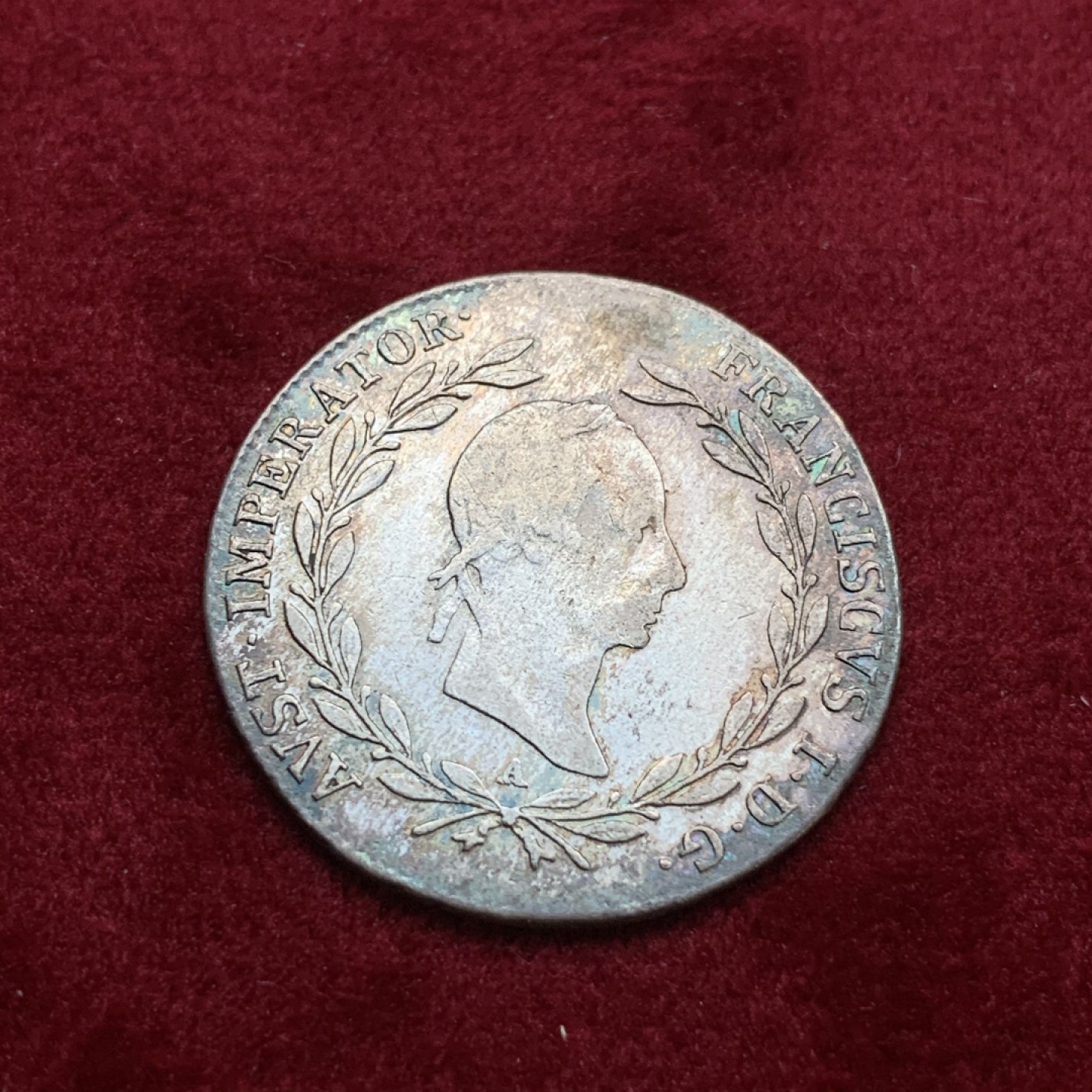 《竞宝斋》第75场-本周日，周一2场连拍（全场不限金额包邮） 奥地利 1829年 20克鲁泽 银币 原味好包浆 人物清晰 包浆漂亮