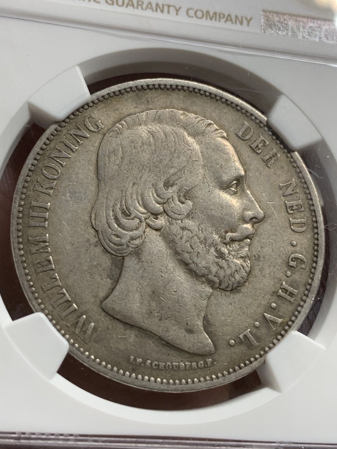 《竞宝斋》第75场-本周日，周一2场连拍（全场不限金额包邮） NGC-XF45 荷兰 1872年 威廉三世 2.5盾大银币 出分也难得的品种