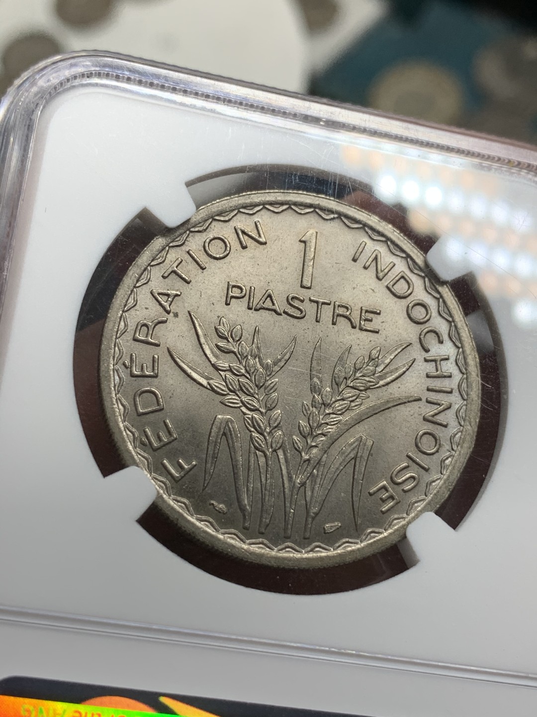 《竞宝斋》第75场-本周日，周一2场连拍（全场不限金额包邮） NGC MS64 法属印支1947年齿边女神一皮阿斯特镍币