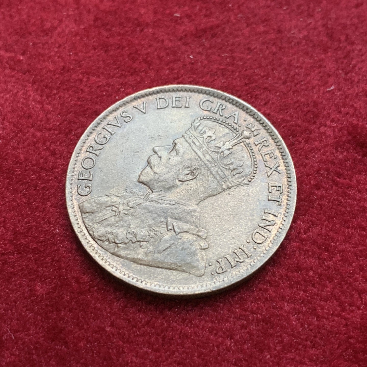 《竞宝斋》第75场-本周日，周一2场连拍（全场不限金额包邮） 好品 英属加拿大 1914年 乔治五世1分铜币 巧克力包浆 高点具在 细节好 出厂状态