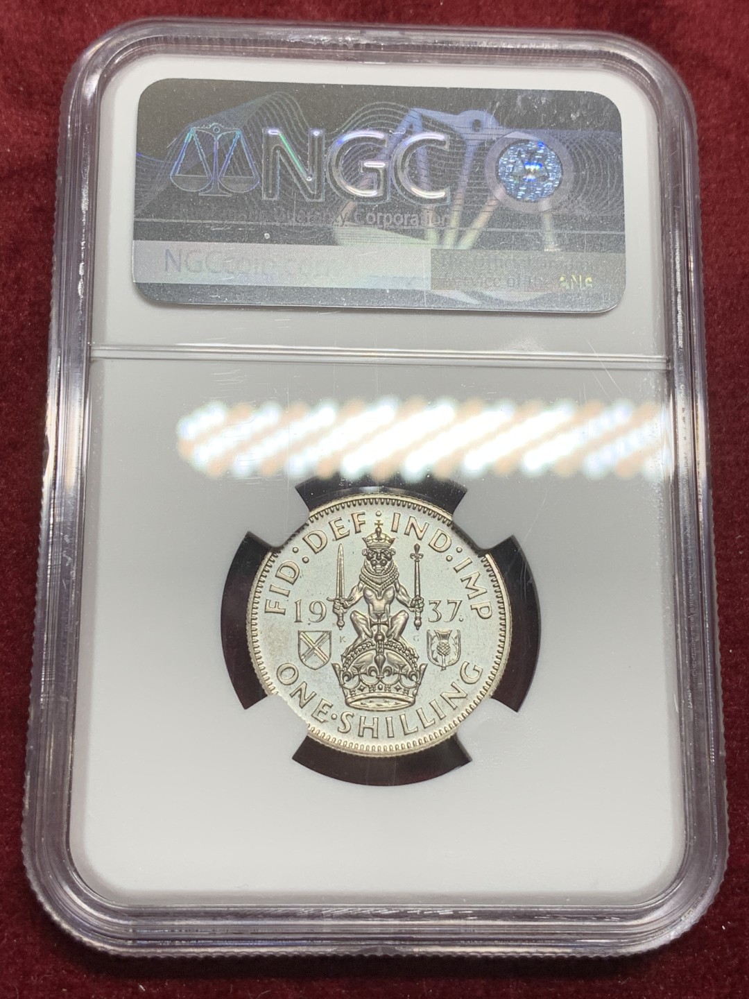 《竞宝斋》第75场-本周日，周一2场连拍（全场不限金额包邮） NGC-PF62 英国 1937年 苏格兰1先令银币 乔治六世登基精制币