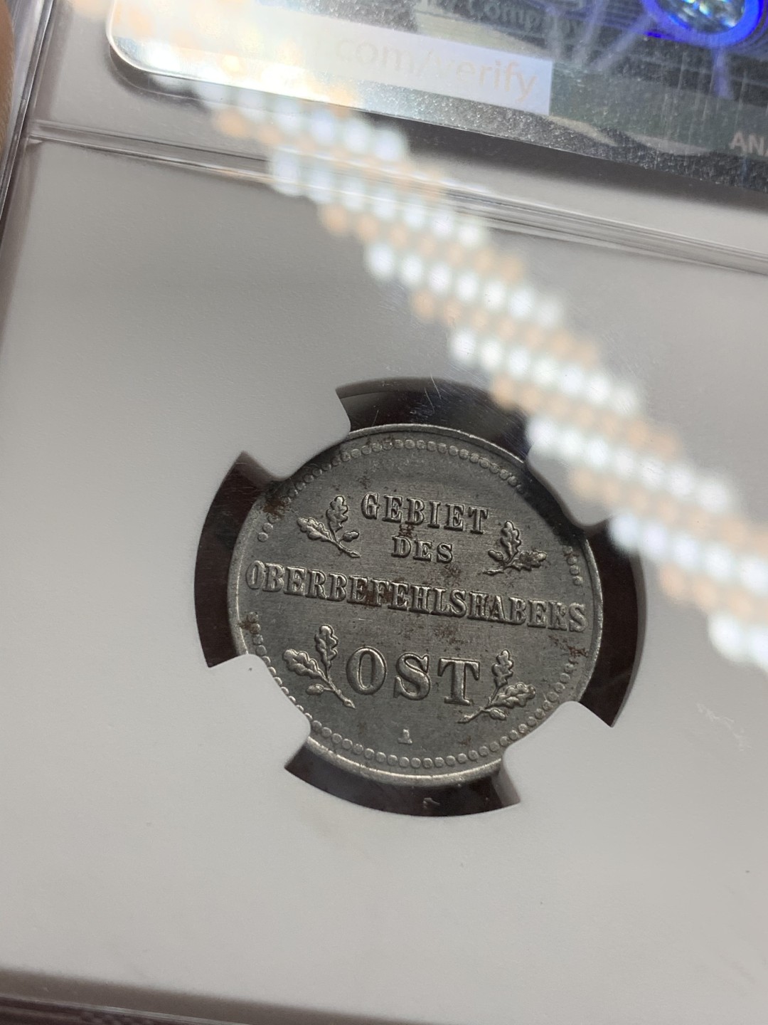 《竞宝斋》第75场-本周日，周一2场连拍（全场不限金额包邮） NGC UNC97 1916年德国一站东线戈比 难得的转光好品