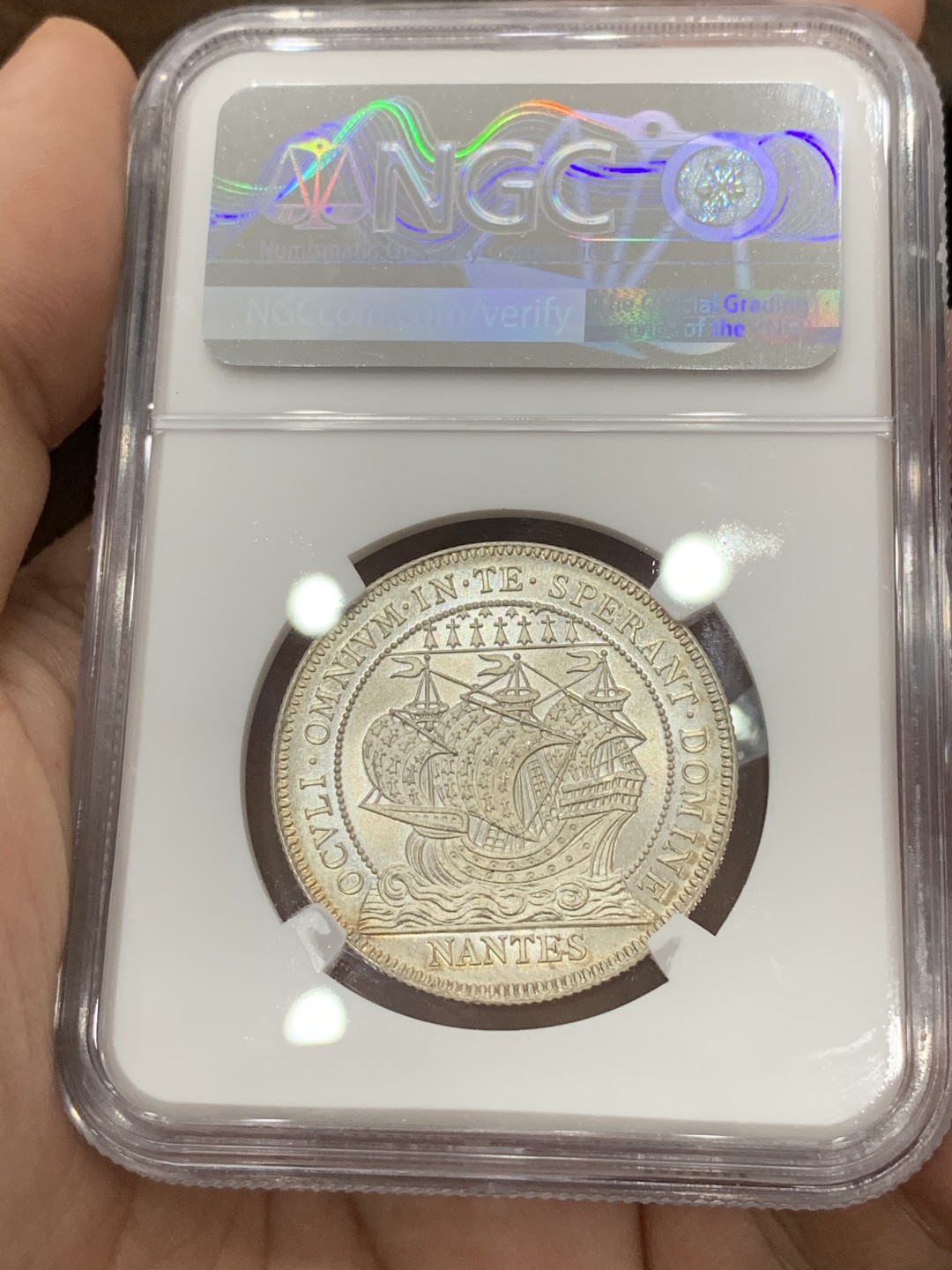 《竞宝斋》第75场-本周日，周一2场连拍（全场不限金额包邮） NGC-MS66 法国十九世纪 南特大帆船 JETON代用银币 顶级品相