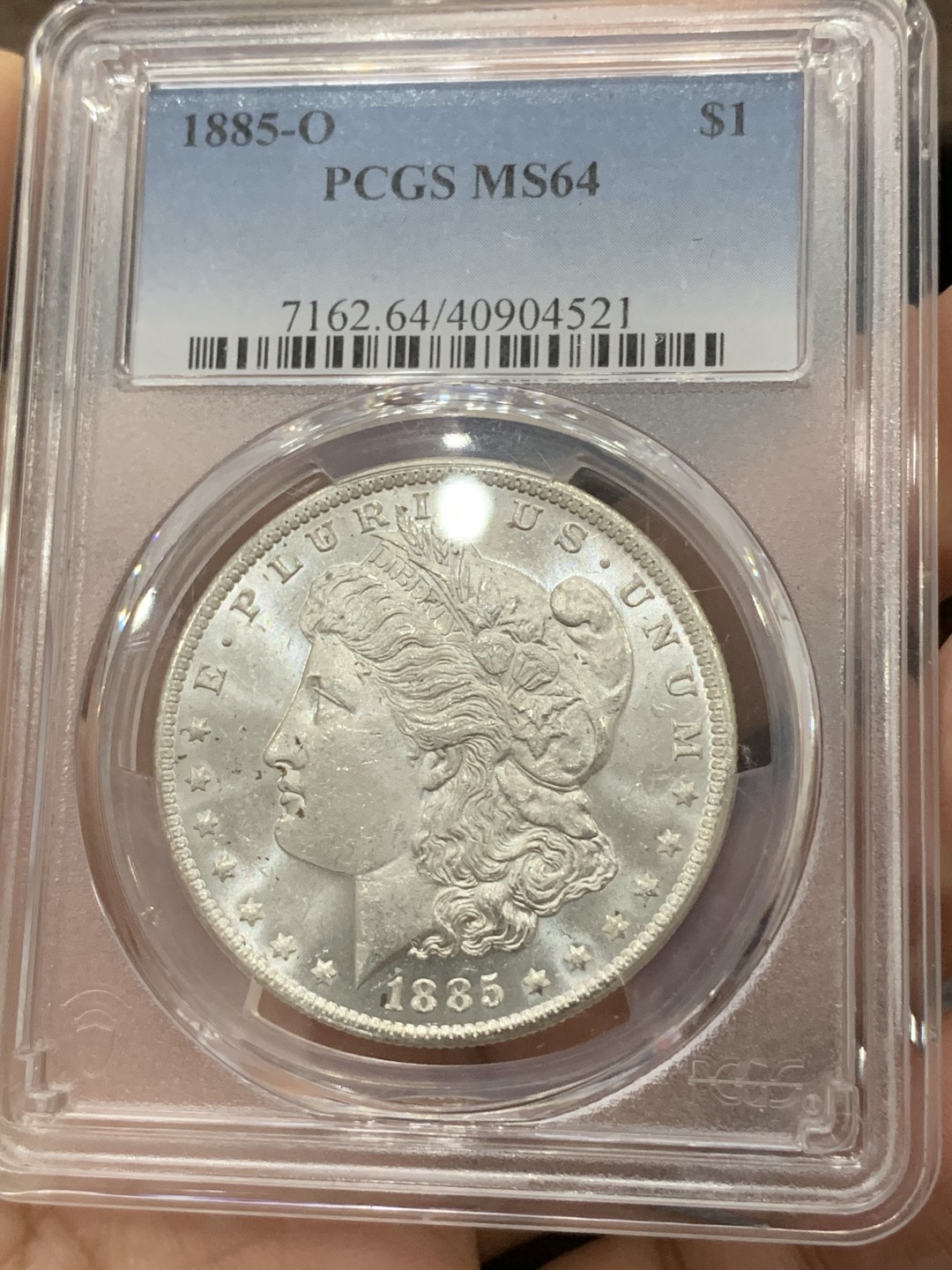 《竞宝斋》第75场-本周日，周一2场连拍（全场不限金额包邮） PCGS MS64 美国 1885年 摩根 银元 白净转光 细节非常好