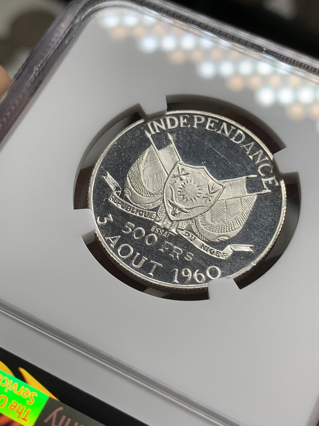 《竞宝斋》第75场-本周日，周一2场连拍（全场不限金额包邮） NGC-PF65UC 尼日尔1960年样币500法郎 少见样币品种 超级镜面底板