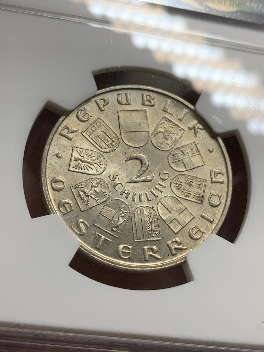 《竞宝斋》第75场-本周日，周一2场连拍（全场不限金额包邮） NGC MS-64 奥地利 1929年 比尔罗特诞辰100周年 2先令 银币 好品难得