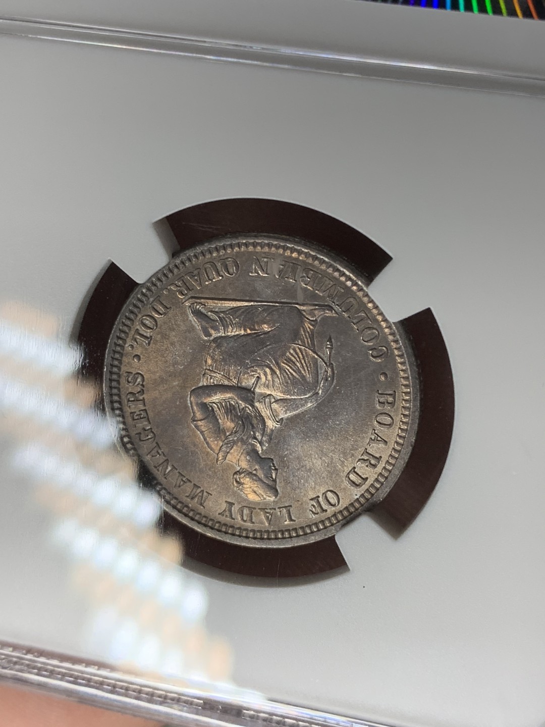 《竞宝斋》第75场-本周日，周一2场连拍（全场不限金额包邮） NGC MS62 原光五彩美国1893年伊莎贝拉25美分纪念银币