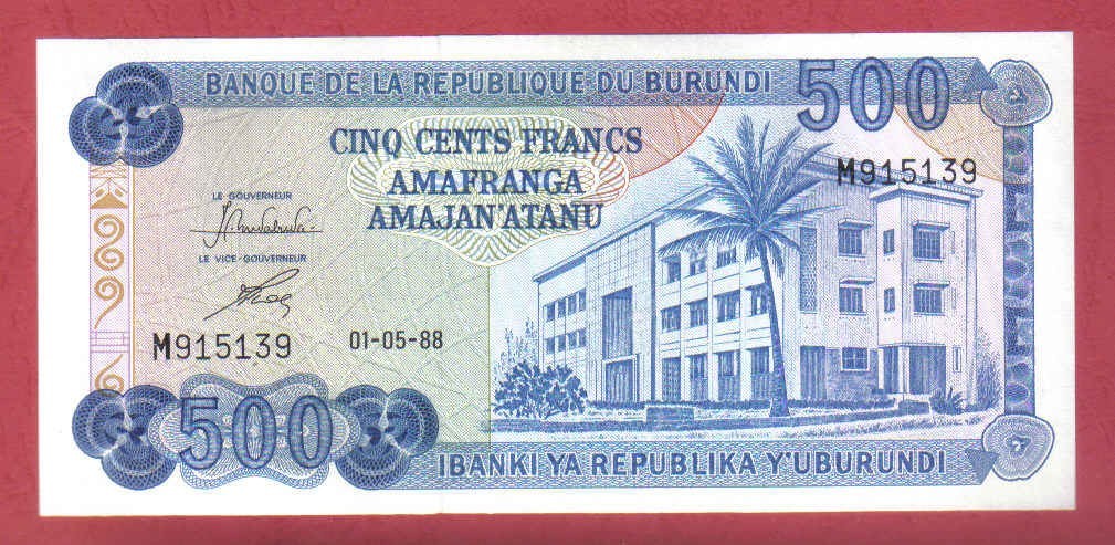 布隆迪500法郎 1988年 无47 非洲纸币 实物图 UNC