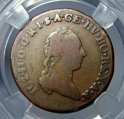 神圣罗马帝国奥地利铜币,1790,1克鲁泽,约瑟夫二世，约24mm,7.0g 神圣罗马帝国奥地利铜币,1790,1克鲁泽,约瑟夫二世，约24mm,7.0g