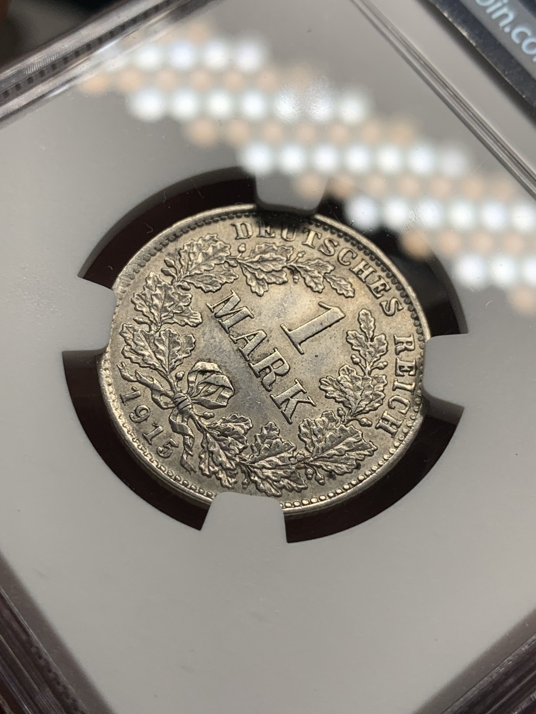 《竞宝斋》第76场-本周日，周一2场连拍（全场不限金额包邮） NGC-AU58 德国 1915年D厂 1马克 银币 细节清晰