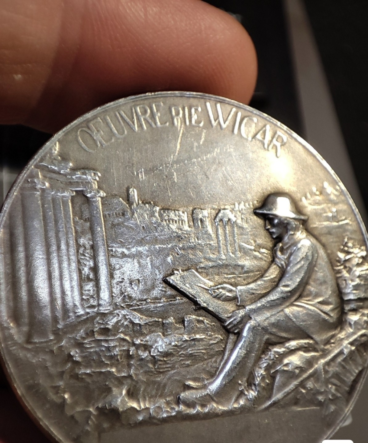 gush小明220721 法国1902读书镀银铜章 巴黎造币厂