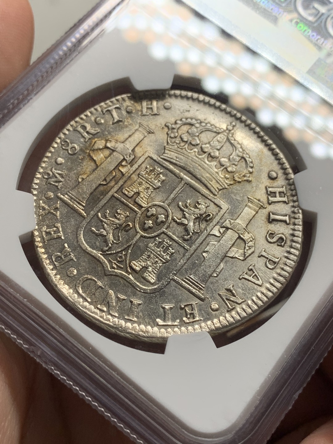 《竞宝斋》第76场-本周日，周一2场连拍（全场不限金额包邮） NGC UNC 墨西哥 1809  费七 8R 双柱 大银币 双面深打 细节非常好