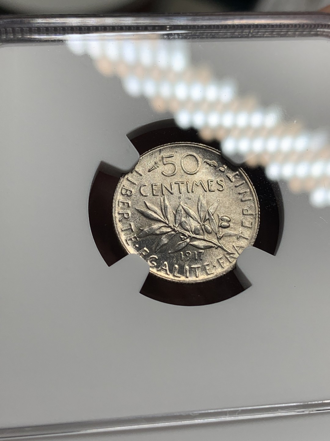 《竞宝斋》第76场-本周日，周一2场连拍（全场不限金额包邮） NGC-MS63 法国1917年 播种女神50分 银币 顶级品相 比较难得