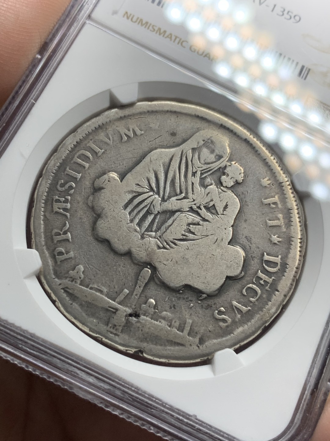 《竞宝斋》第76场-本周日，周一2场连拍（全场不限金额包邮） NGC-VF10 意大利博洛尼亚 1797年10宝利 圣母抱婴 大银币 稀少品种 难得出分