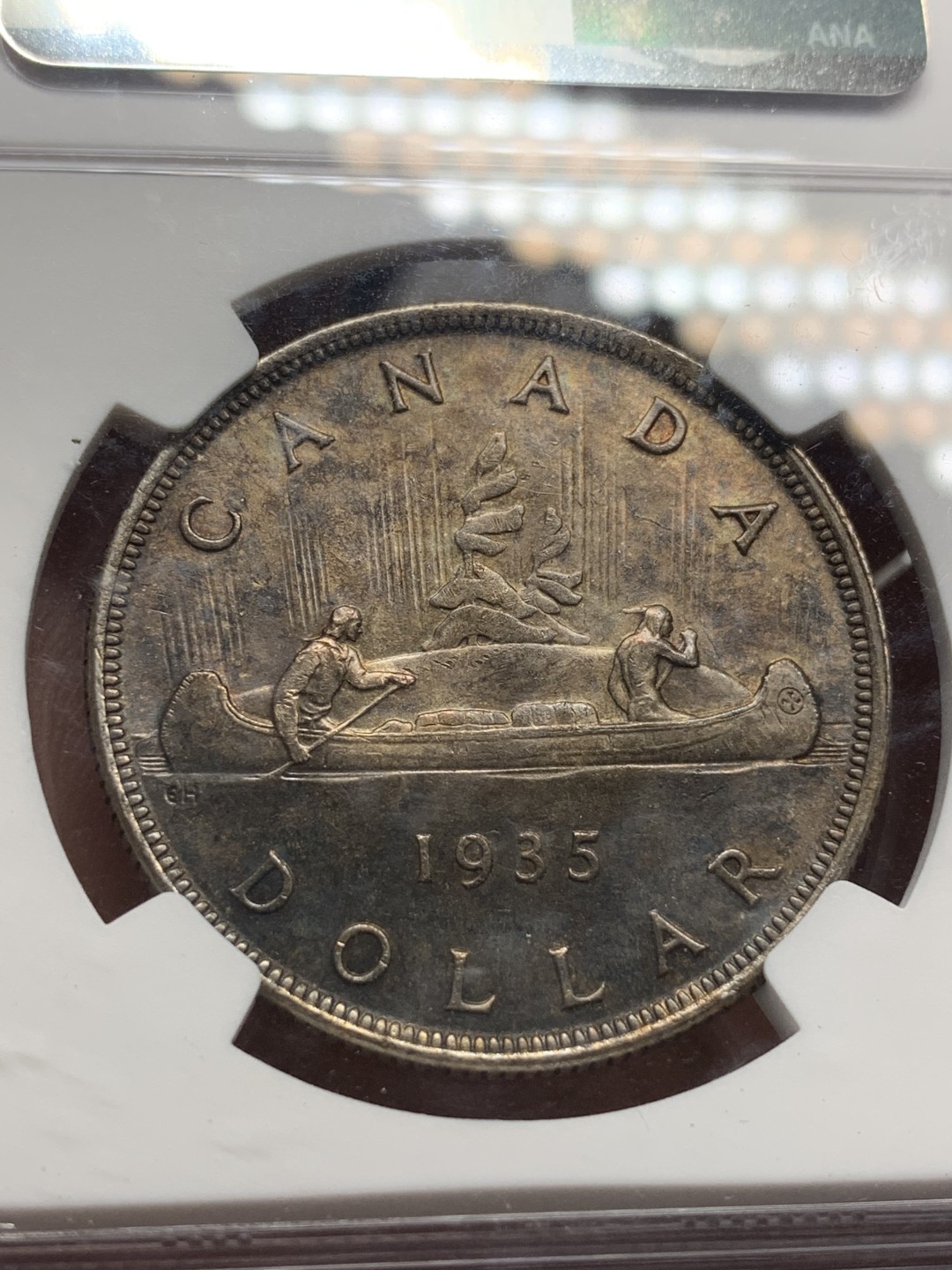 《竞宝斋》第76场-本周日，周一2场连拍（全场不限金额包邮） NGC-MS62 加拿大 1935年1元 乔治五世大银币 醇黑包浆 原汁原味