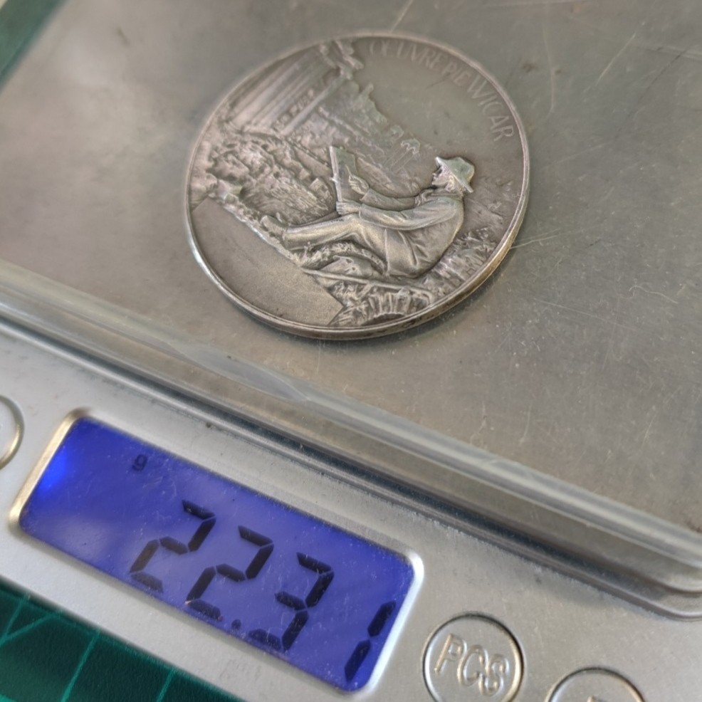 gush小明220721 法国1902读书镀银铜章 巴黎造币厂