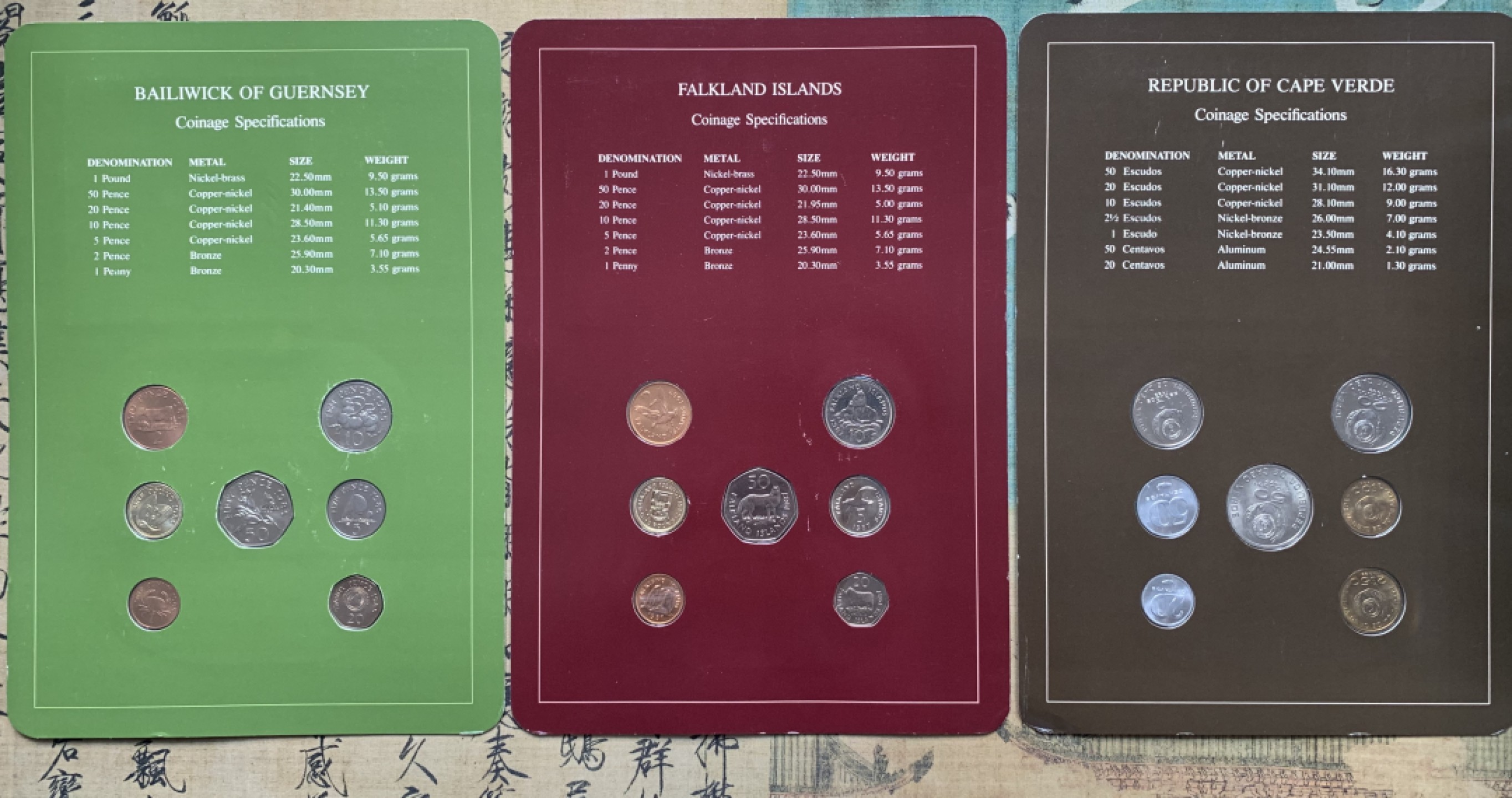 《竞宝斋》第76场-本周日，周一2场连拍（全场不限金额包邮） 3套一组 佛得角套币UNC共7枚+福克兰群岛1987年清年份套币全套+根西岛1985年清年份全套，富兰克林精选品种
