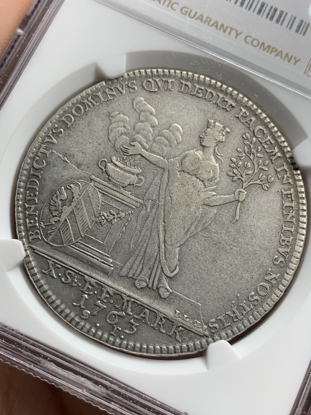 《竞宝斋》第76场-本周日，周一2场连拍（全场不限金额包邮） NGC-XF 德国纽伦堡 1763年泰勒大银币 老味道 可以砸了从新送评博分