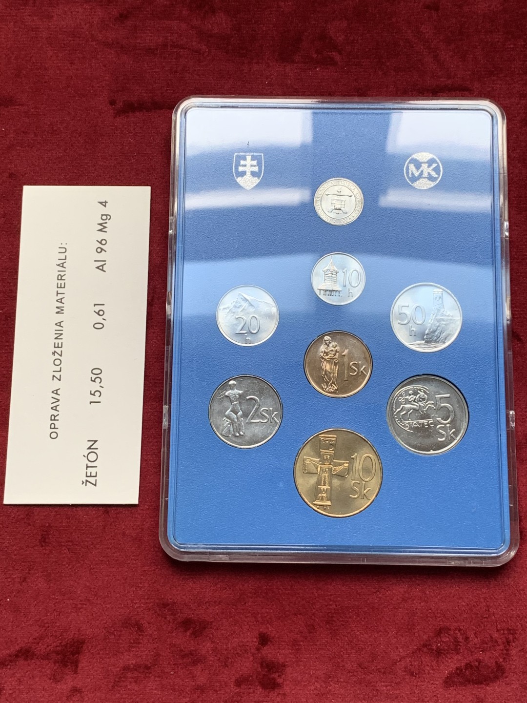 《竞宝斋》第76场-本周日，周一2场连拍（全场不限金额包邮） 原包装斯洛伐克1994年7枚套币带纪念章一枚