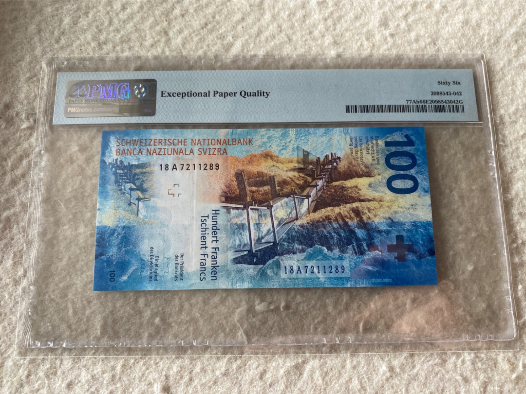 收藏联盟Quantum Auction 第177期拍卖 瑞士2018年100法郎 PMG66E A冠 水利科技