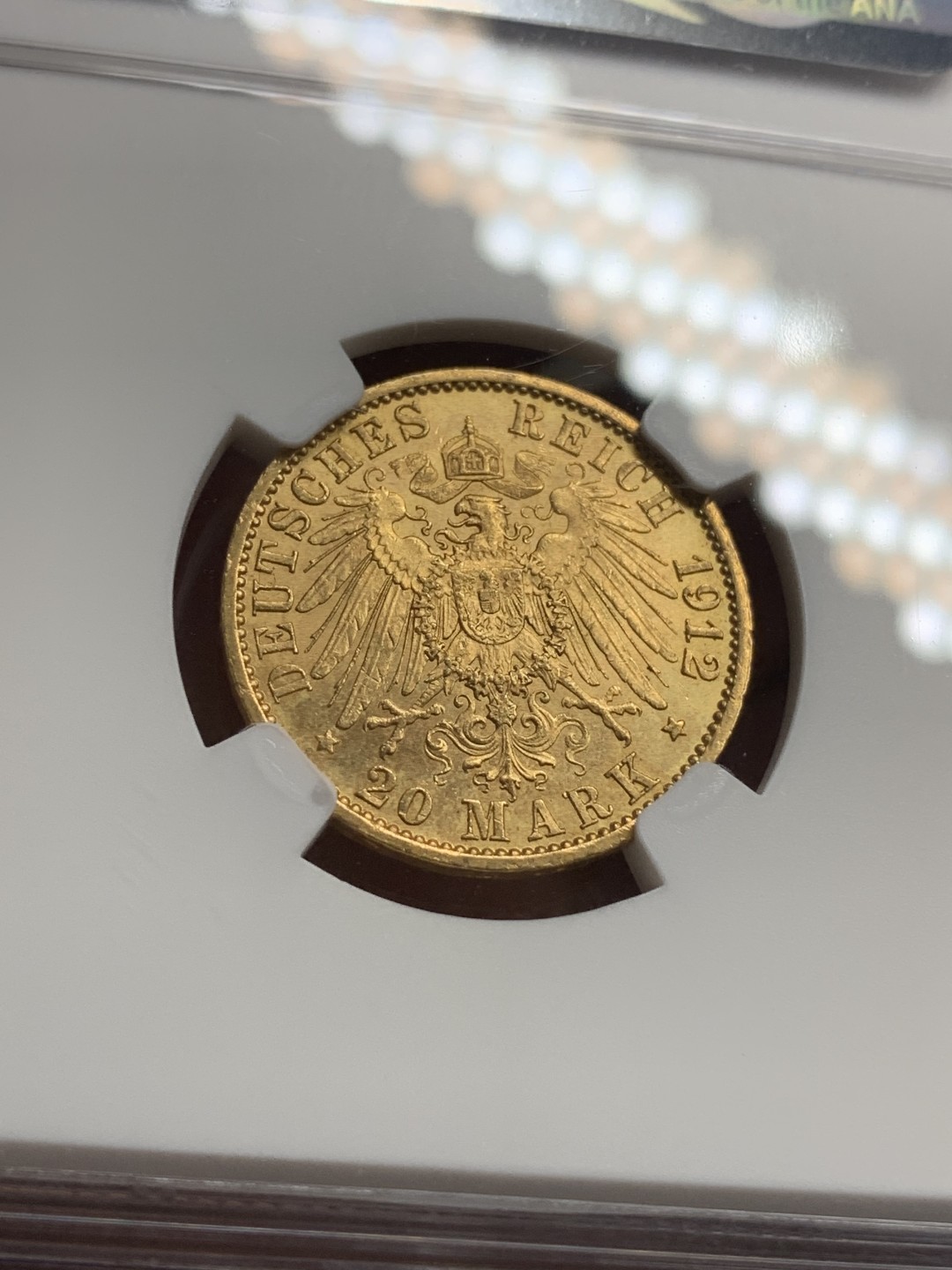 《竞宝斋》第76场-本周日，周一2场连拍（全场不限金额包邮） NGC-MS63 德国1912年 普鲁士威廉二世 20马克金币 