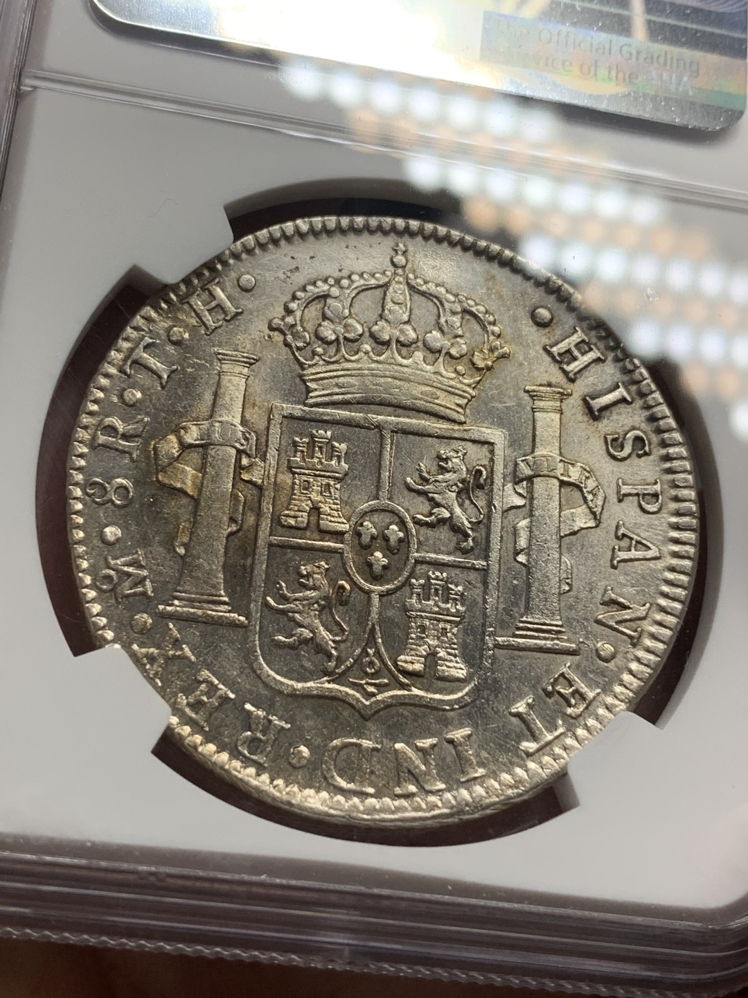 《竞宝斋》第76场-本周日，周一2场连拍（全场不限金额包邮） NGC UNC 墨西哥 1809  费七 8R 双柱 大银币 双面深打 细节非常好