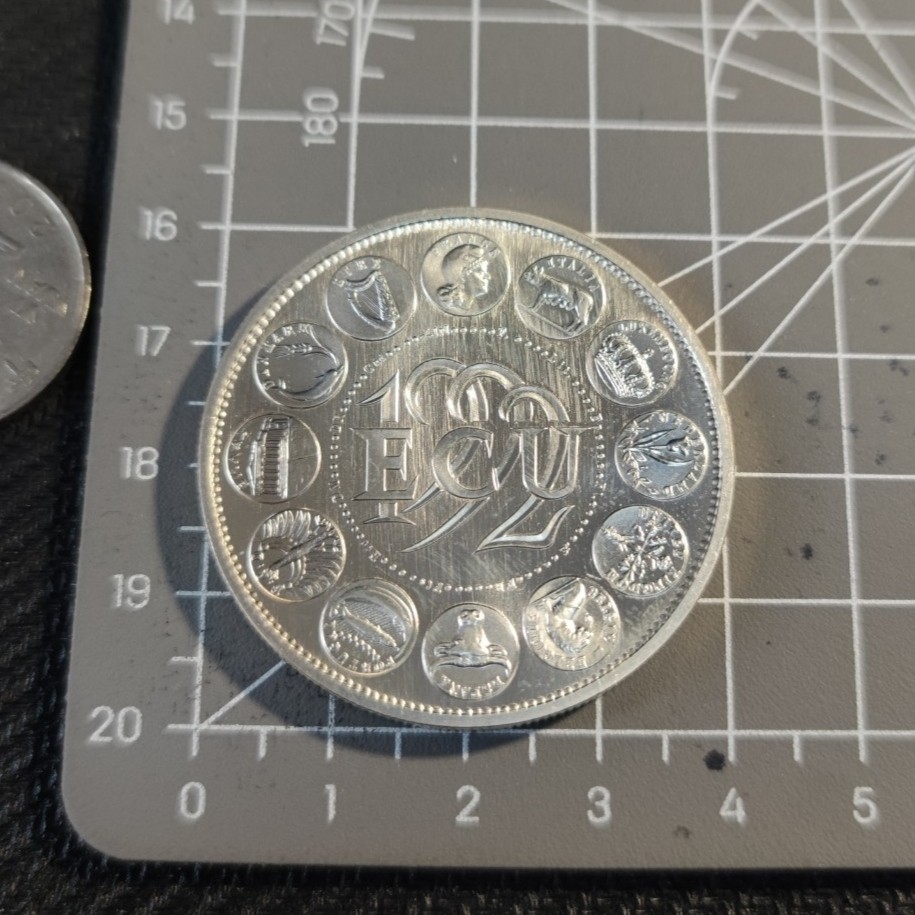 gush小明220721 法国玛丽安娜大银章40克925银 巴黎造币厂欧盟会议纪念，有点氧化非划痕