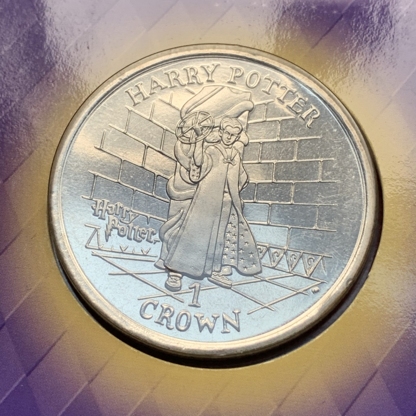 《竞宝斋》第76场-本周日，周一2场连拍（全场不限金额包邮） 2枚一组 原包装马恩岛2002年1克朗哈利波特纪念币2枚