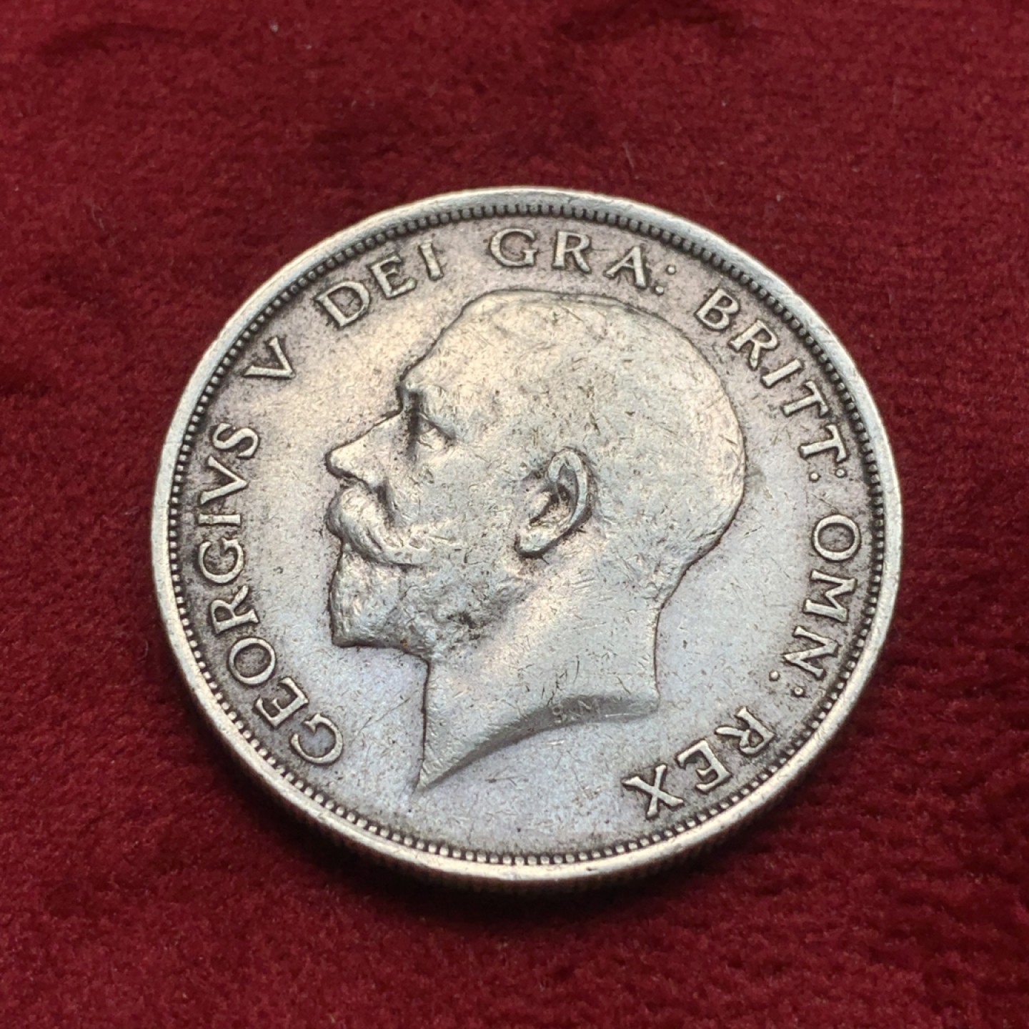 《竞宝斋》第76场-本周日，周一2场连拍（全场不限金额包邮） 英国 1918年 乔五 半克朗银币 925高银版  原味包浆 细节好
