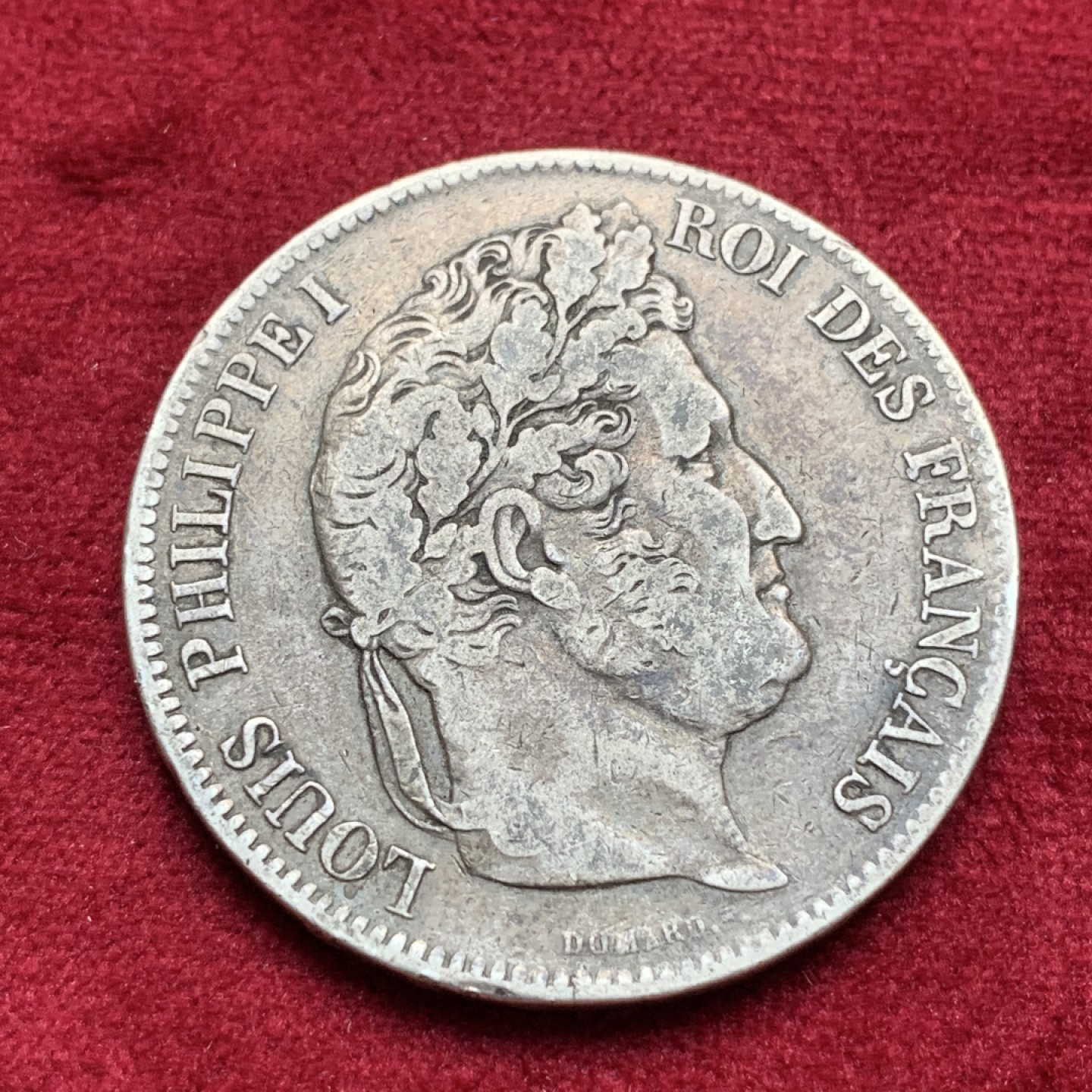 《竞宝斋》第76场-本周日，周一2场连拍（全场不限金额包邮） 法国 1832年 W版 菲利普 5法郎 银币 原味包浆
