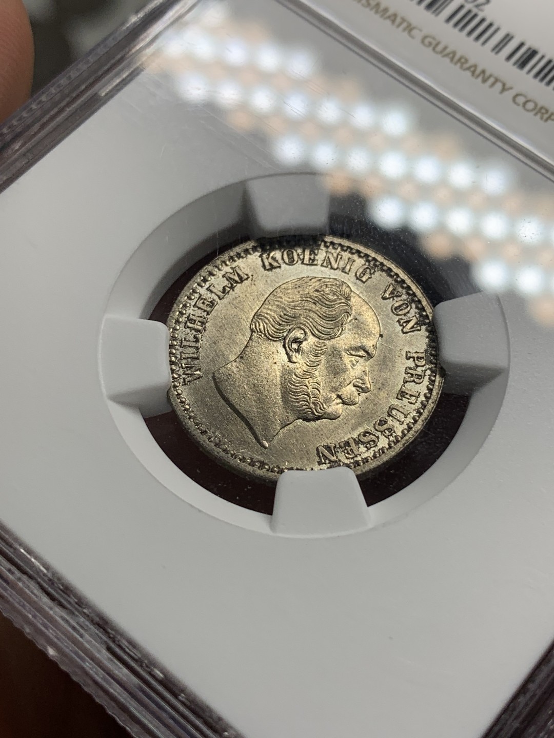 《竞宝斋》第76场-本周日，周一2场连拍（全场不限金额包邮） NGC-MS64 德国 普鲁士1871年2.5格罗申银币 车轮转光 金色包浆 收藏级完美品相精品德系辅币