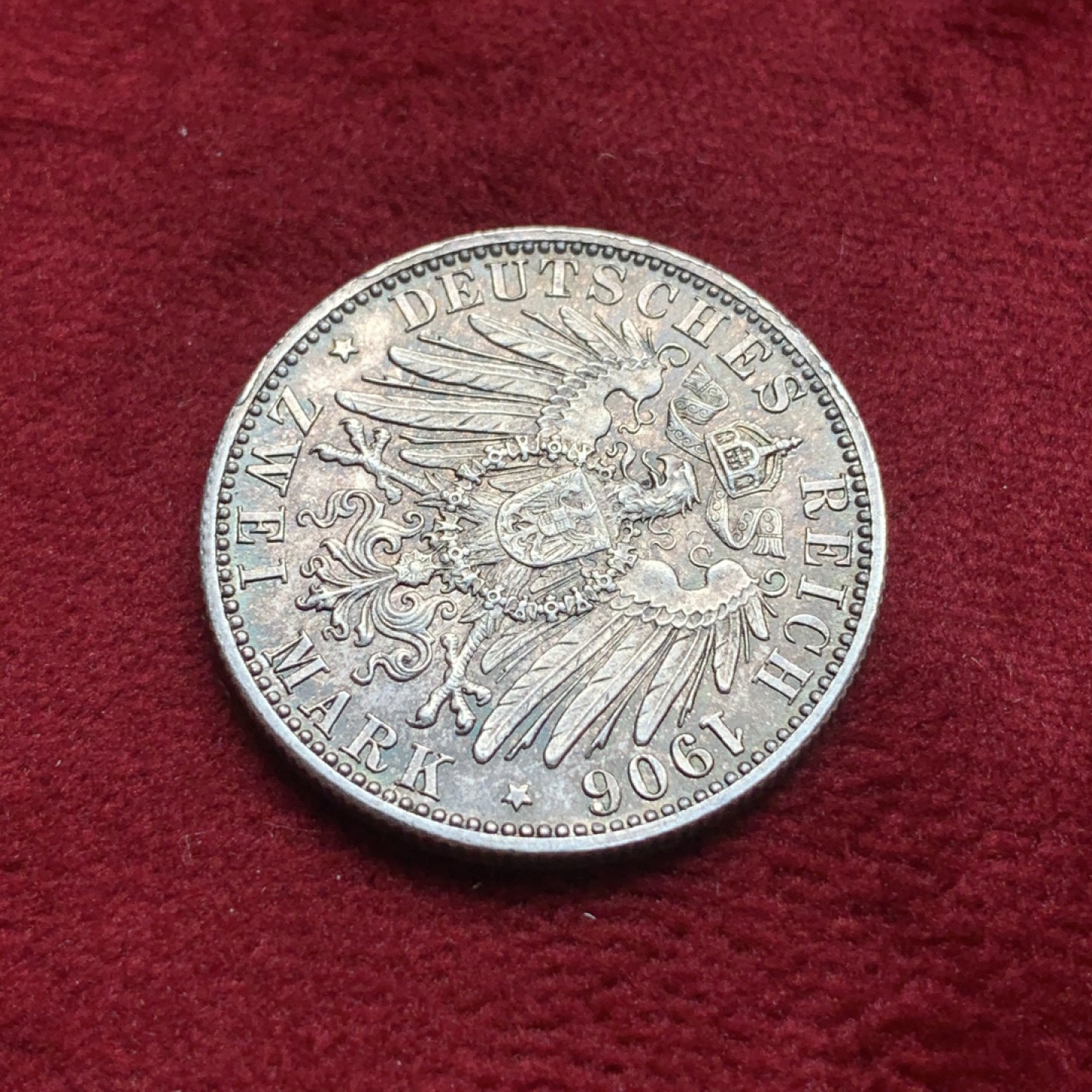 《竞宝斋》第76场-本周日，周一2场连拍（全场不限金额包邮） 德国 1906年 巴登 金婚 2马克 纪念银币