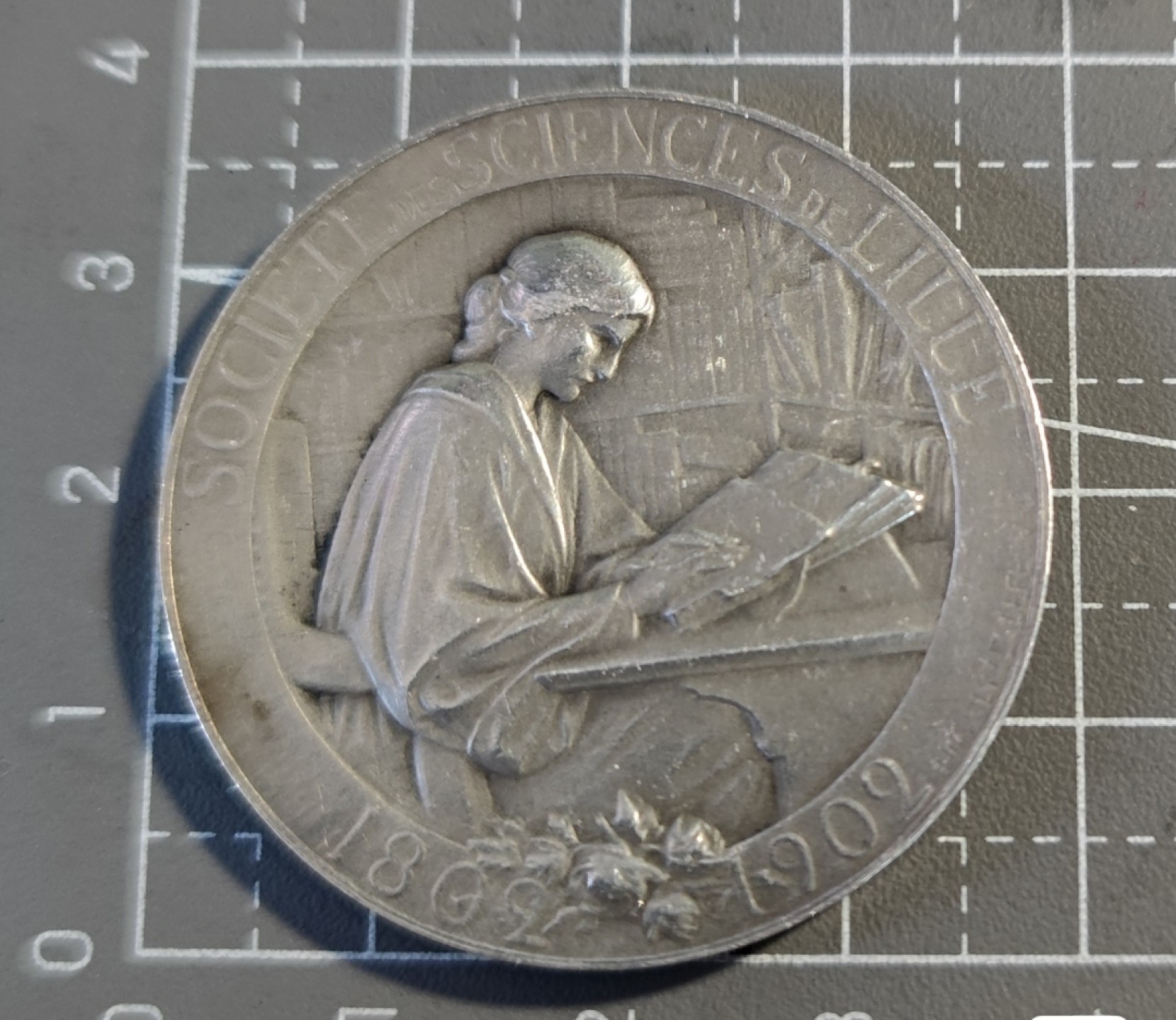 gush小明220721 法国1902读书镀银铜章 巴黎造币厂