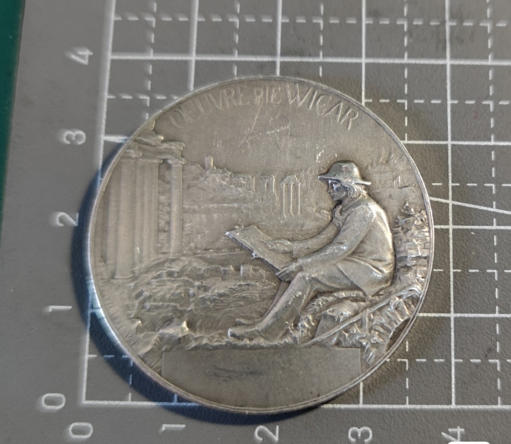 gush小明220721 法国1902读书镀银铜章 巴黎造币厂