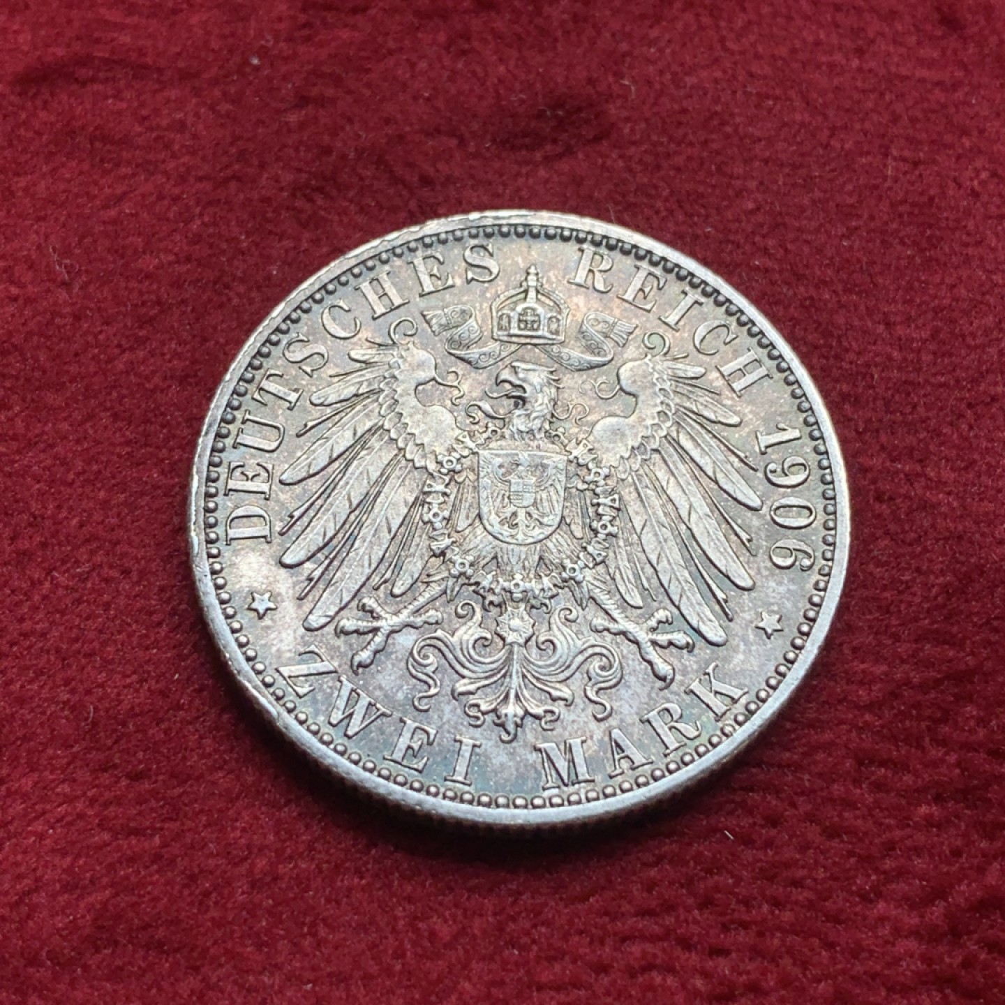 《竞宝斋》第76场-本周日，周一2场连拍（全场不限金额包邮） 德国 1906年 巴登 金婚 2马克 纪念银币