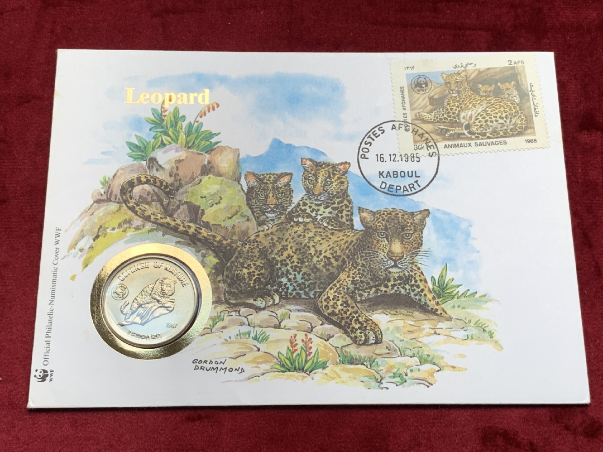 《竞宝斋》第76场-本周日，周一2场连拍（全场不限金额包邮） 阿富汗 1987年  野生动物保护 雪豹纪念币 邮币卡装